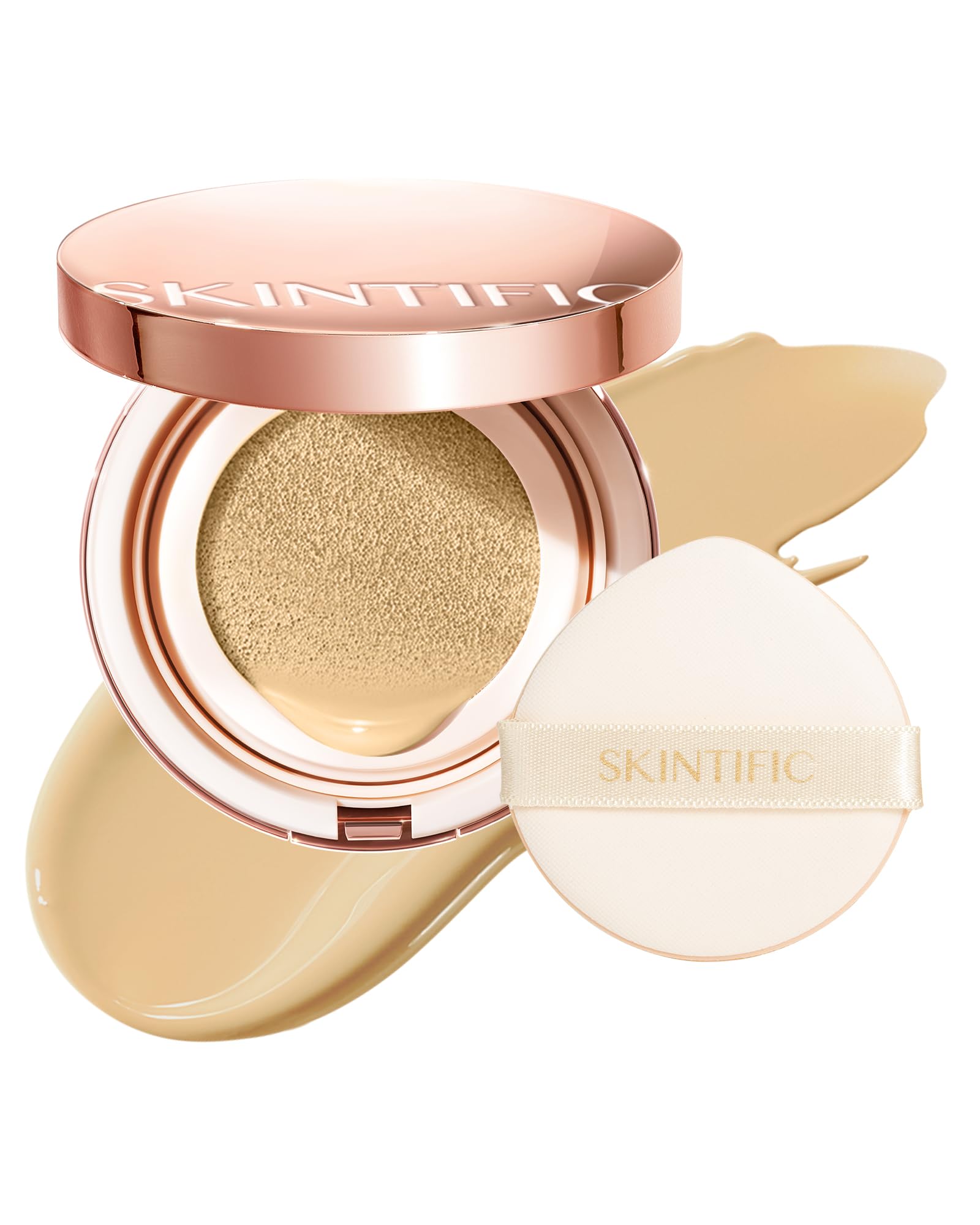SKINTIFIC Full Coverage Cushion Foundation #22W Sheer Beige| Satin